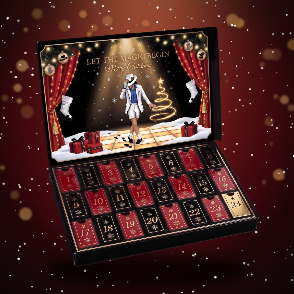 The open calendar with its stage and 24 doors