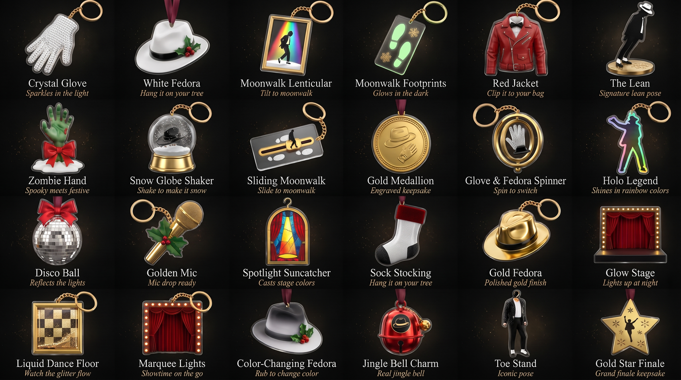 All 24 flat 2D keychains and ornaments inside the calendar